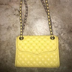 Mini Rebecca Minkoff studded quilted yellow purse